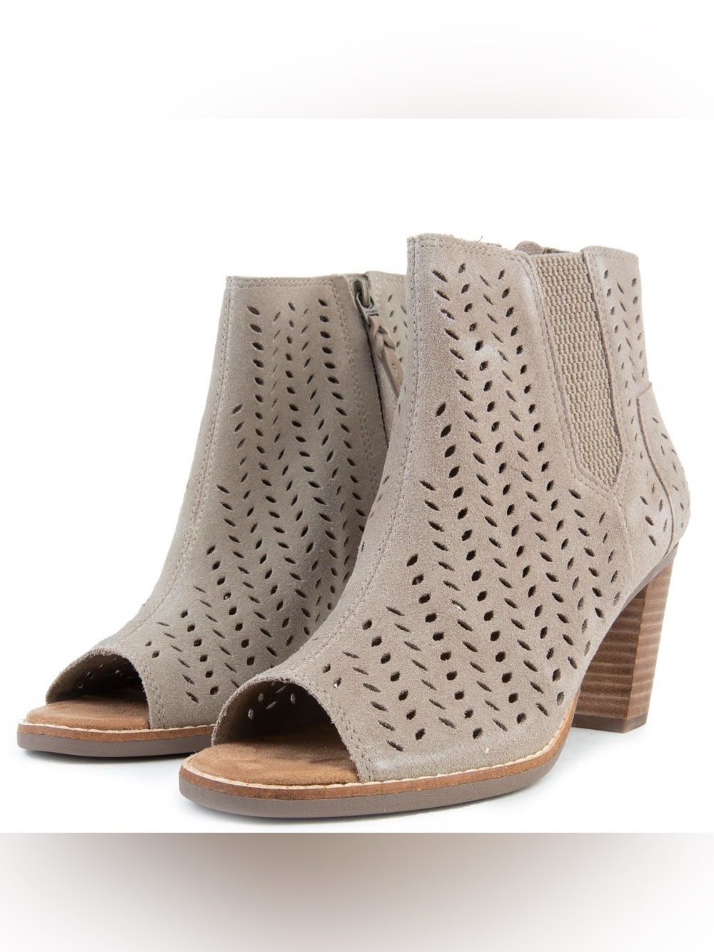 Toms Majorca perforated peep toe bootie heels